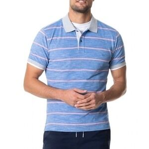 Rodd & Gunn Teal River Sports Fit Blue Striped Polo Shirt Men's Size XL